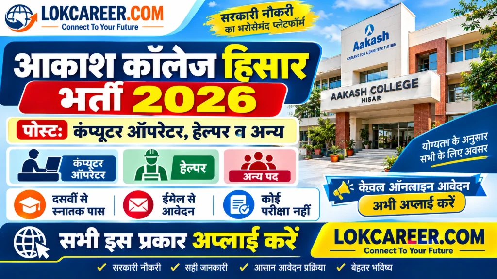 Aakash College Hisar Vacancy 2026